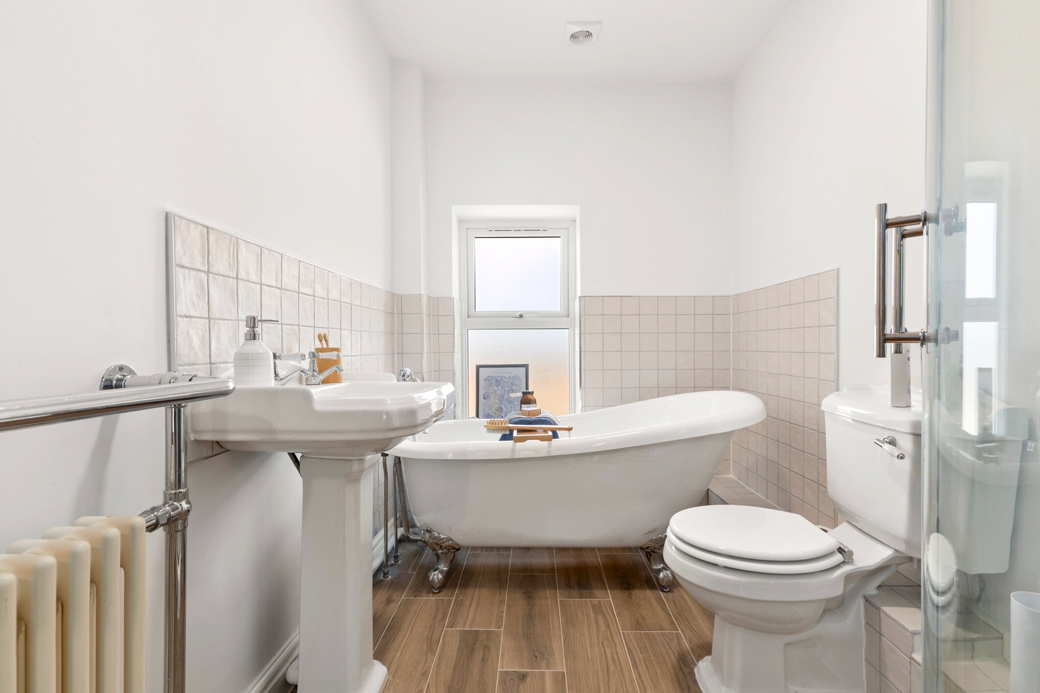 Bathroom renovation with freestanding bath