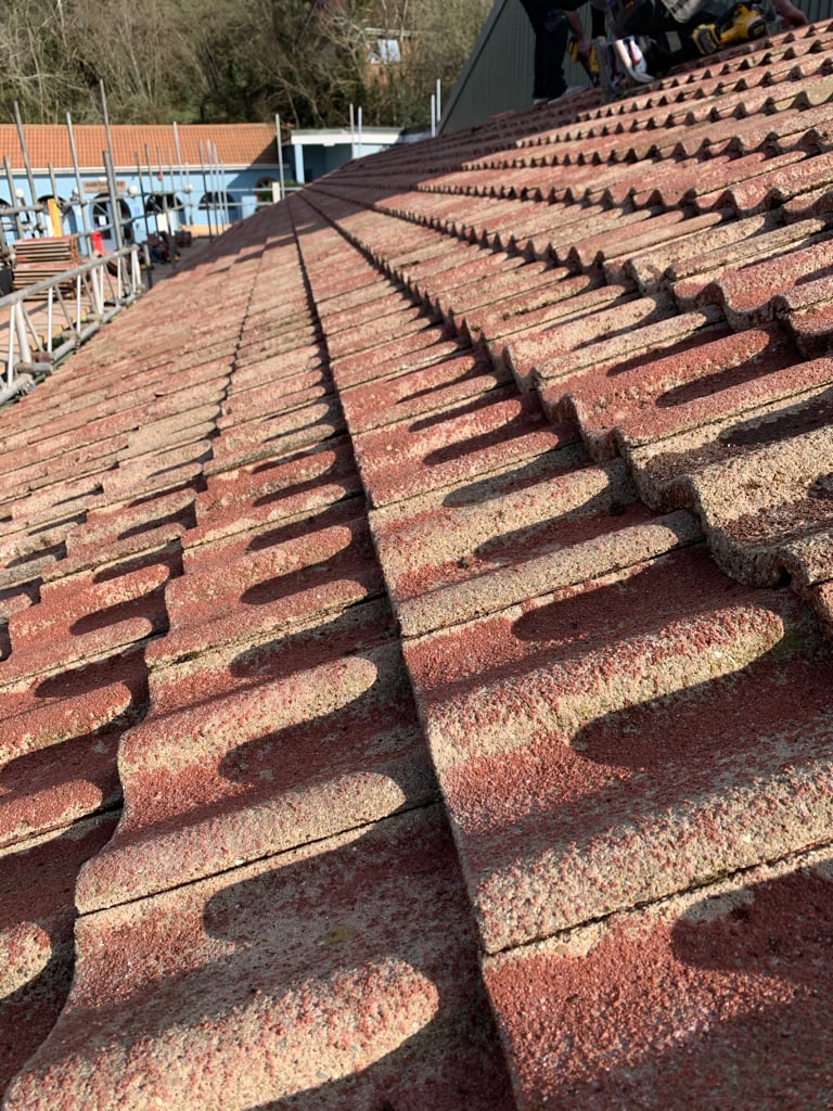 Clay tile roof ridge detail