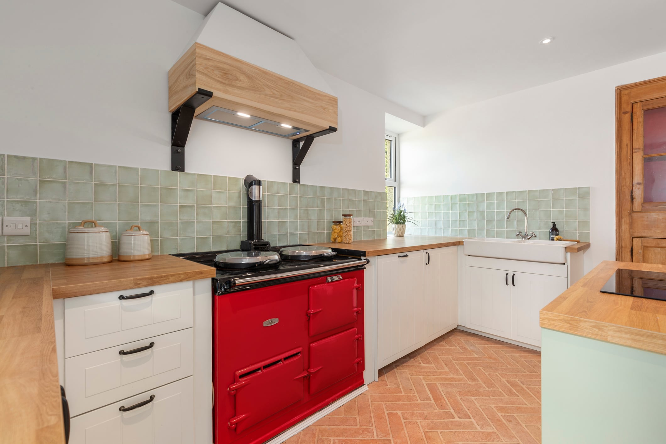 Kitchen renovation with AGA and herringbone floor